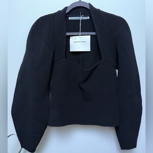 Alexander Wang Integral Shrug Ribbed Pullover Sweater NWT (Black, M)